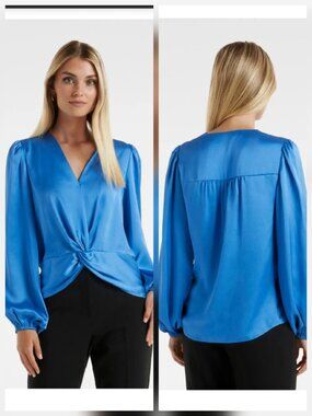Forever New Christale Twist Front Satin Blouse 8